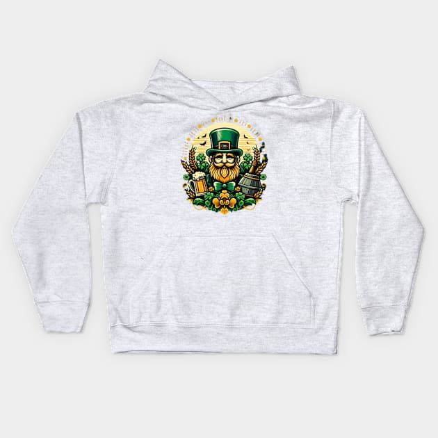 St. Patrick's Day Leprechaun Kids Hoodie by Donut Duster Designs